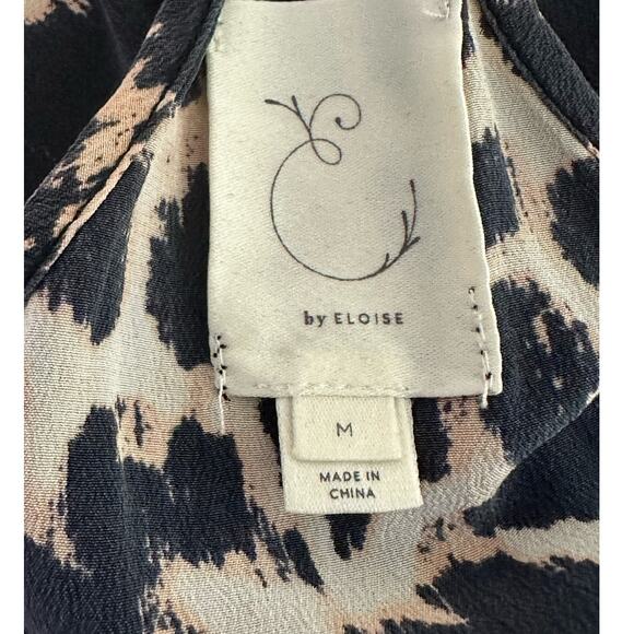 E by Eloise cream black print silk cami top size M - Picture 3 of 12